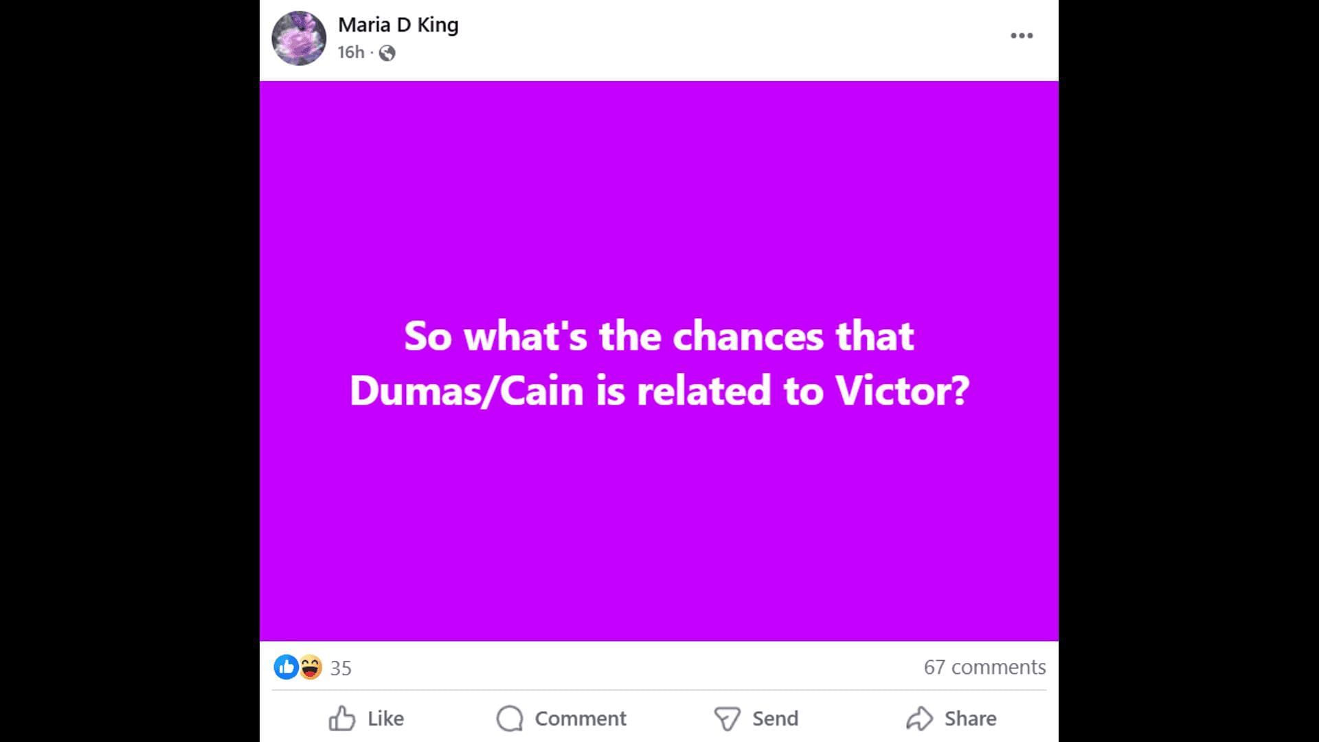 A Facebook post about Aristotle Dumas (Image via Facebook/The Young and the Restless)